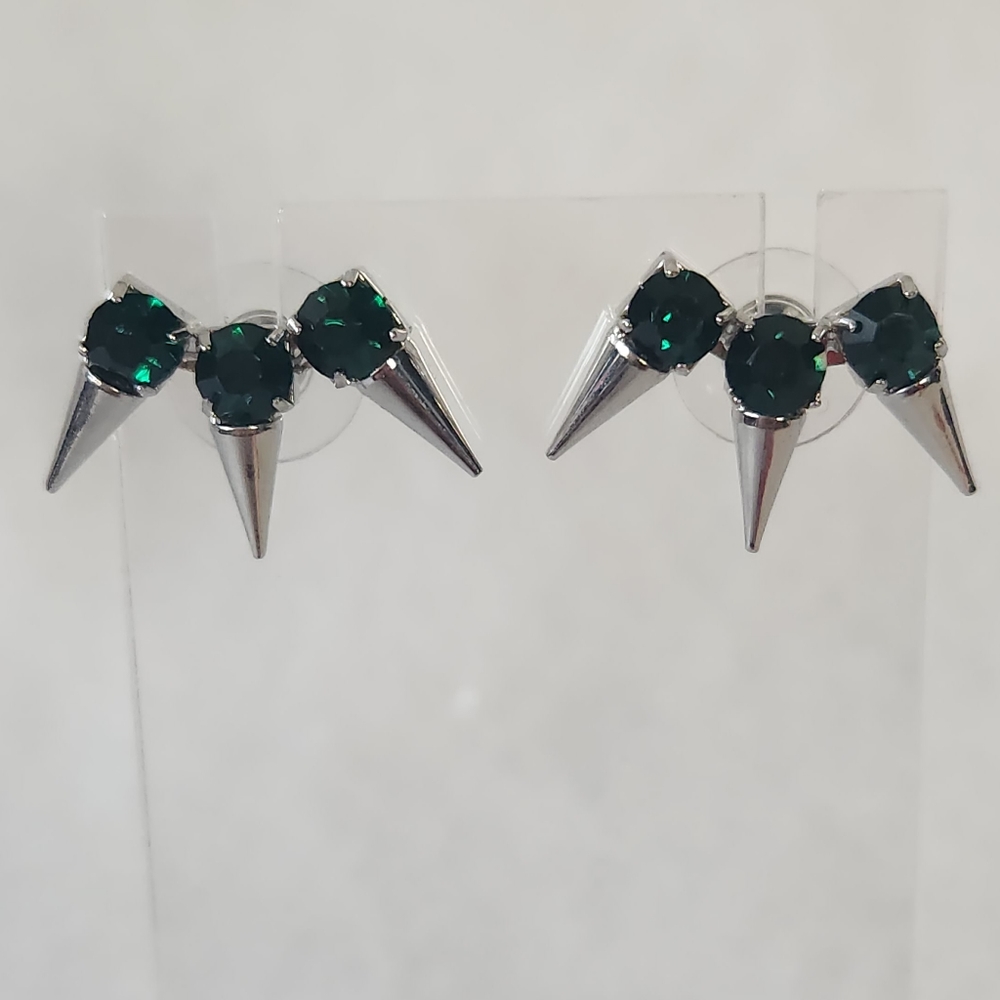 G.comet Metal Rhinestone Button Earring Set